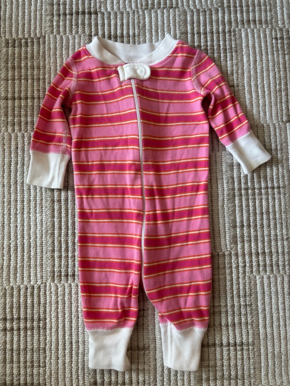 Hanna Andersson Pink Striped Footless Sleeper